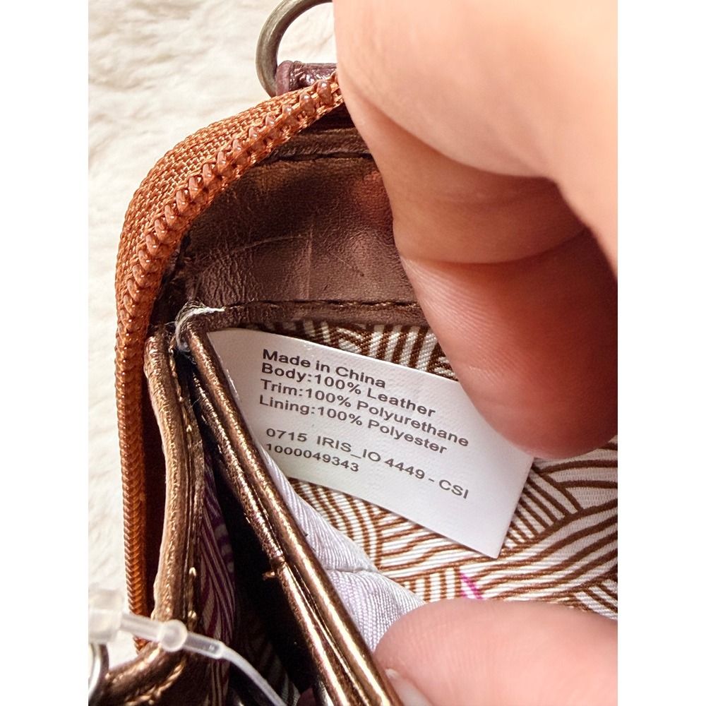 The Sak Iris Smartphone Crossbody Wallet Tobacco Dot Leather Hair-on-Hide NEW - Picture 9 of 13